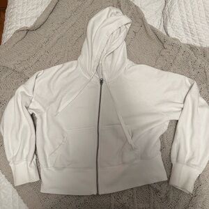 White zip up hoodie